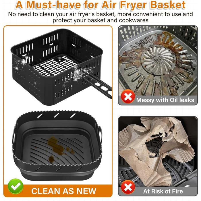 Силіконова форма для фритюрниці Hivio для фритюрниці Philips XL 6.2L/Ninja Speedi ON400EU, аксесуари для фритюрниці Силіконова форма Фритюрниця з роздільниками для фритюрниці COSORI 5.5 л XXL