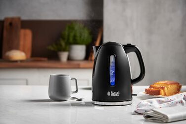 Чайник Russell Hobbs 1,7 л, 2400 Вт, синє світлодіодне підсвічування Textures (функція швидкого закипання, знімний фільтр від наки