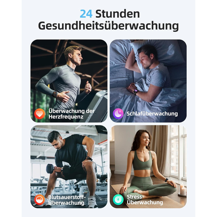 Розумний годинник Parsonver для жінок та чоловіків, водонепроникний плавальний годинник 5ATM, 1,8-дюймовий HD-екран для фітнесу з понад 100 спортивними режимами, відстеженням серцевого ритму та сну, розумний годинник для Android та iOS, чорний