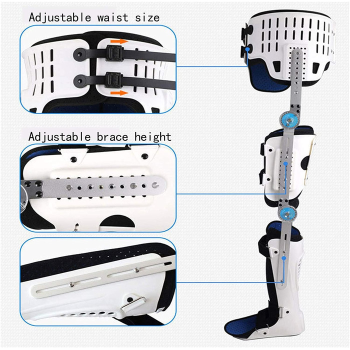 Колінний ортез з ременями, легкий післяопераційний ортез на відведення стегна, шарнірний ортез на коліно і тазостегновий суглоб, регульований ортез на стегно, колінний суглоб, гомілковостопний суглоб і стопу для підтримки і для