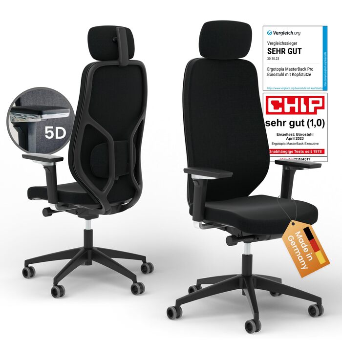 Ергономічне офісне крісло Ergotopia MasterBack Pro ПЕРЕМОЖЕЦЬ ТЕСТУ Ергономічне офісне крісло з 3D-механізмом нахилу та 5D-підлокітниками ідеальне поворотне крісло для офісу та домашнього офісу