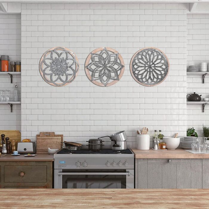 И сільські прикраси для стін круглі прикраси для стін фермерського будинку металеві з дерев'яною рамою прикраси для стін прикраси