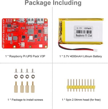 Блок живлення Raspberry Pi 4 Капелюх ДБЖ USB Живлення плати розширення з батареєю 4000 мАг для Raspberry Pi 4B 3B 3B 2B 2B