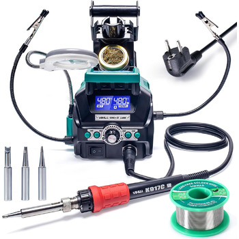 Паяльна станція YIHUA 939D III EVO 110W з 4 слотами пам'яті, подвійним РК-дисплеєм, сплячим режимом, 2 допоміжними руками, РК-об'є