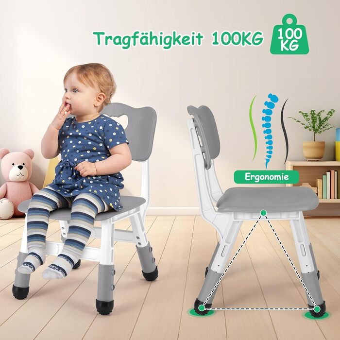 Дитячий стілець пластиковий, дитячий стілець для письмового столу регульований по висоті, дитячі стільці зі спинкою до 100 кг, дит