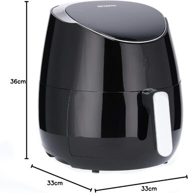 Аерофритюрниця SEVERIN XXL 5 л, Airfryer для здорового приготування страв, безмасляна фритюрниця з 8 автоматичними програмами, 2000 Вт, чорний/сріблястий металік, FR 2445