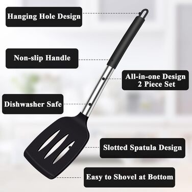 Шпатель силіконовий, термостійкий силіконовий шпатель з прорізами Кухонні гаджети Шпатель без бісфенолу А, безпечна для миття в по