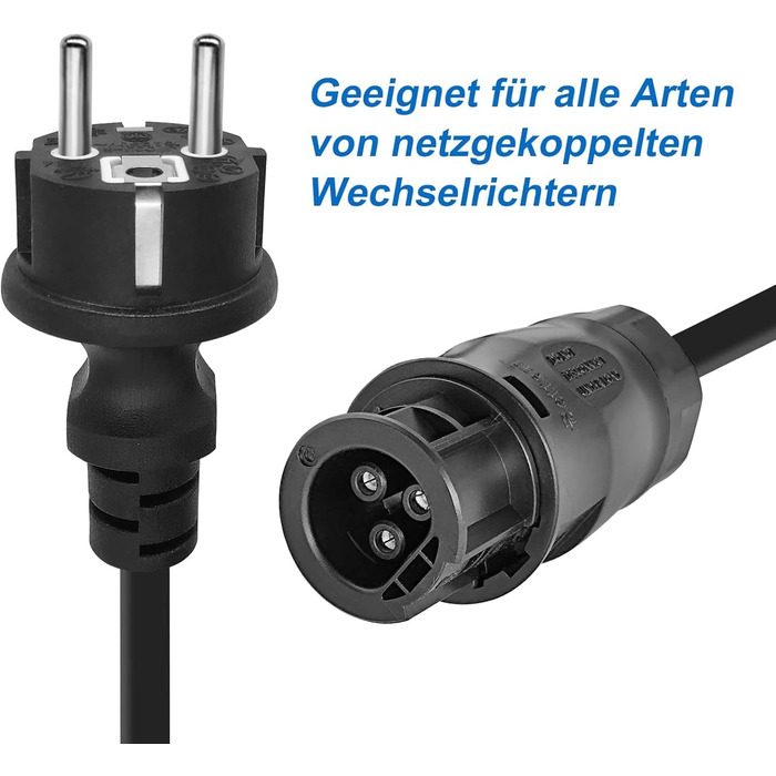 Кабель змінного струму Betteri BC01 2M/3M/5M/10M, подовжувач Betteri BC01 із гніздом до штепсельної вилки Schuko (IP44) підходить для мікроінвертора DEYE старого зразка (5M)