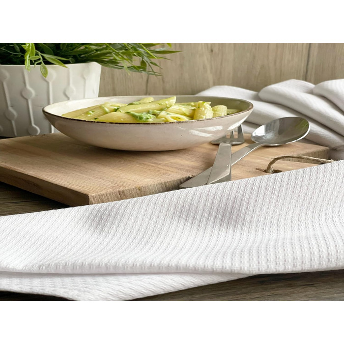 Набір з 5 чайних рушників - бавовна 50x75 см - м'які та міцні кухонні рушники - можна прати до 95C - білого кольору - якість для г