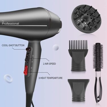 Фен Faszin Hair Dryer Ion Professional Професійний фен для волосся - надшвидкий фен з термостійкою технологією Triple-L Plus, з 4