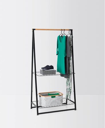 Вішалка для одягу Linn - Дві полиці з регульованою висотою - Вішалка для одягу - Вішалка для одягу - Розвішування, провітрювання або сушіння одягу - Економія місця - Стабільна та стабільна - Чорна - Велика