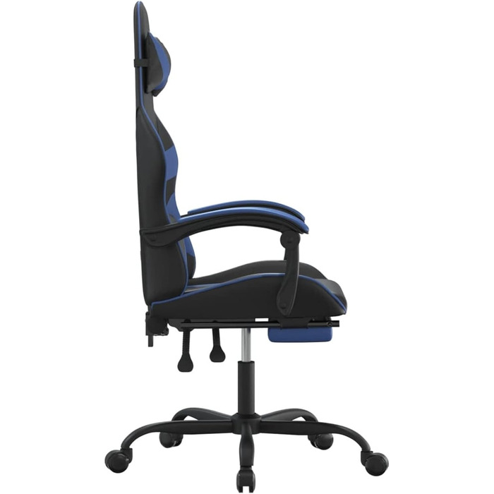 Ігрове крісло, обертове крісло з підставкою для ніг, чорно-синя штучна шкіра, офісне крісло, декоративне офісне крісло для вітальні, офісу, спальні, чорно-синє.