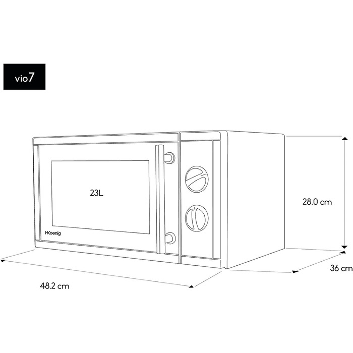 Мікрохвильова піч H.Koenig VIO7 з грилем / 9 програм / ємність 23 л / гриль потужністю 1000 Вт / мікрохвильова піч потужністю 900 Вт / срібло