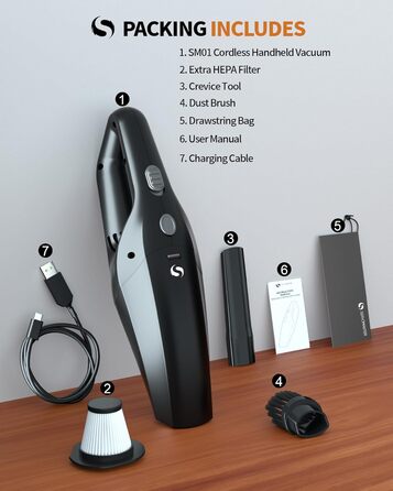 Ручний пилосос акумуляторний 9000 Па, Автомобільний пилосос потужний з акумулятором, Портативний автомобільний пилосос з миючим HE