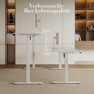 Стіл Airfish з регульованою висотою 140x60 см з USB-портом, електрично регульований стіл з функцією пам&39яті, 73-118 см, білий