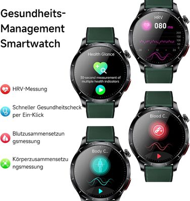 Новий чоловічий смарт-годинник 2026 року з ЕКГ/ВСР/кров&39яним тиском/ІМТ/сечовою кислотою, 1,43-дюймовий AMOLED-годинник для здоров&39я з 24-годинним вимірюванням кров&39яного тиску, SpO2, апное, монітором сну, екстреним викликом SOS, фітнес-годинник, An