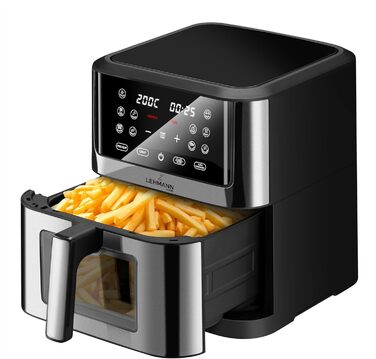 Фритюрниця Lehmann LHODF-1880B XXL 8 літрів, фритюрниця 1800 Вт з регулюванням температури до 200C, фритюрниця з 10 програмами, таймер, здорова їжа без олії, випічка, смаження, дегідратація