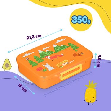 Ланчбокс Schmatzfatz, дитячий розділений контейнер для сніданку, ланчбокс з відділеннями, барвиста бенто-коробка для школи та дитячого садка, ланчбокс без BPA для дівчаток та хлопчиків, контейнер для перекусу, який можна мити в посудомийній машині та є ге