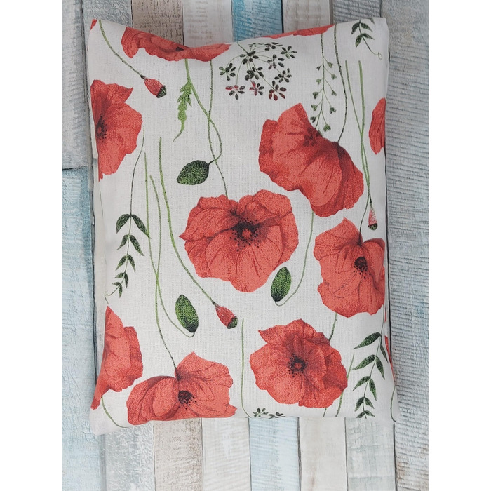 Трав&39яна подушка з 8 різними лікарськими травами, такими як хміль, меліса, фенхель, м&39ята, пелюстки троянд, лаванда, ісоп, чебрець, чохол можна прати, мотив 143 (мак) приблизно 20x24 см