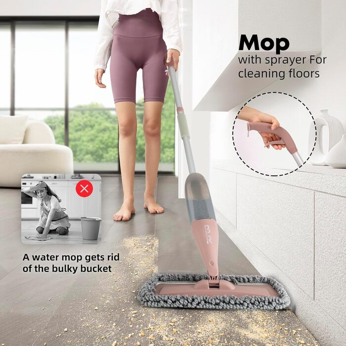 Швабра, розпилювач, спрей, швабра, швабра для підлоги, з розпилювачем, мікрофібра, швабра з резервуаром для дому, кухні, твердої д