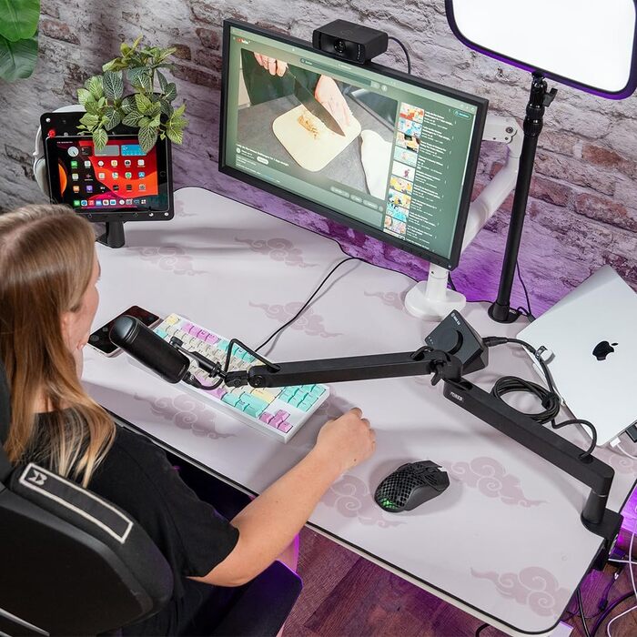 Ігровий стіл початкового рівня Електрично регульований по висоті ігровий стіл та стіл для ПК Ергономічний ігровий стіл для геймерів Білий, 120 x 70 см - Ігровий стіл Білий 120 x 70 см