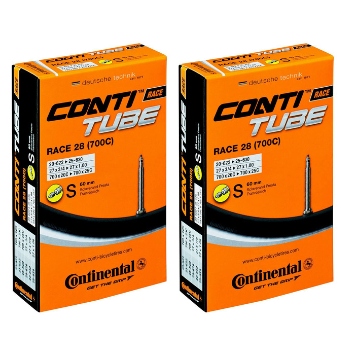 Дві велокамери Continental Race 28, 700x20-25C (20/25-622/630), з ніпелем SV, 60 мм