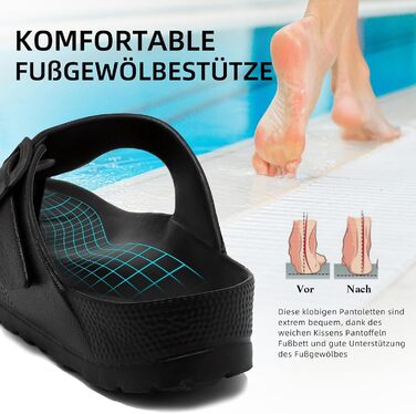 Повсякденні плоскі сандалі-шльопанці для жінок, літні капці для чоловіків, унісекс шльопанці з регульованою пряжкою, мюлі з EVA, нековзні капці, зручні чорні шльопанці для басейну, розмір 41/42 EU