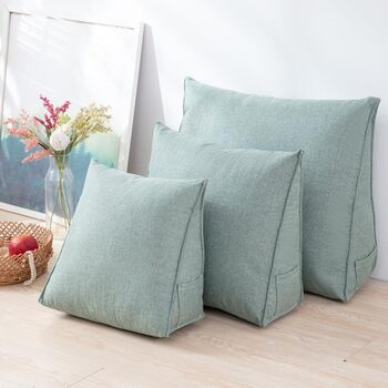 Універсальна ергономічна клиноподібна подушка 60 см, подушка для спинки дивана, поперекова подушка для ліжка, подушка для узголів&39я, трикутна подушка для книги, опорна подушка, зручна подушка для читання з чохлом, що прається, для ліжка/дивана, світло-з