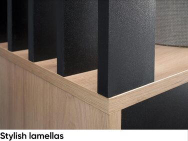 Шафа для передпокою з дзеркалом - Гардеробна шафа - Вузька шафа для передпокою - Комплект меблів для передпокою - Висока шафа для передпокою - Мілано - 100x33x190 см П/Л - Дуб Артісан/Чорний