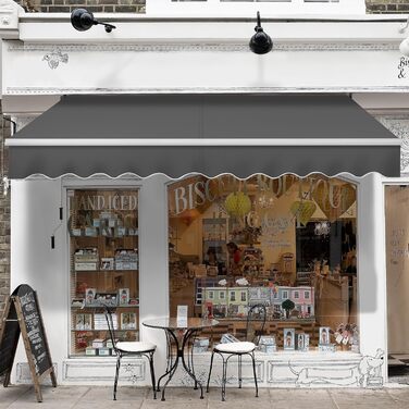 Висувна маркіз Yaheetech, складна маркіз з ручним приводом 300x250 см, регулювання кута нахилу сонячної маркізати (5-35), вкл. настінне кріплення темно-сірого кольору 300 x 250 см темно-сірого кольору