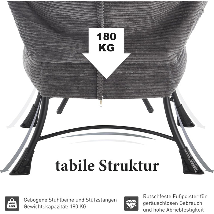 Крісло-гойдалка з оттоманкою, реклайнер з підніжкою крісло для спальні для дорослих, сучасне декоративне крісло для відпочинку з підлокітниками, ергономічна підставка для ніг, сірий колір