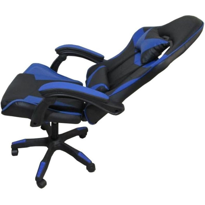 Регульоване м&39яке ігрове крісло з колесами чорного та синього кольорів - Kiter