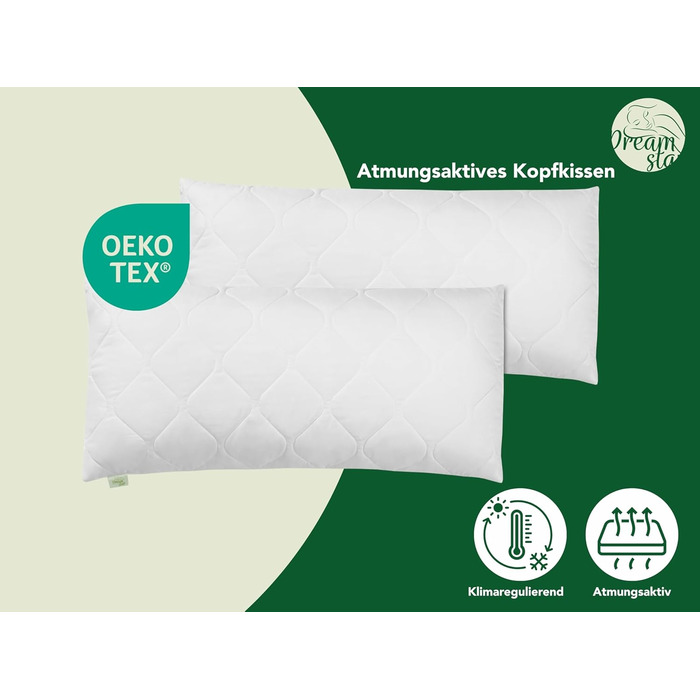 Подушка DREAMSTAR 40 x 80 см Комплект з 2 шт. Преміальний наповнювач для подушки 650 г Жорстка подушка з регульованою блискавкою Можна прати при температурі до 60 градусів Підходить для алергіків 40 x 80 см Преміум додатковий наповнювач, 2 шт., 40 x 80 см