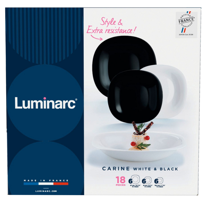Сервіз столовий Luminarc Carine Black&White, 18 предметів (6773529)