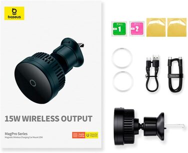 Магнітний автомобільний тримач для мобільного телефону Baseus MagPro 15W (чорний)