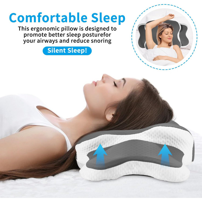 Подушка з піни з ефектом пам&39яті, ергономічна подушка для підтримки шиї, подушка для голови, подушка для сну на боці, подушка для підтримки шиї для сну на боці, спині та животі