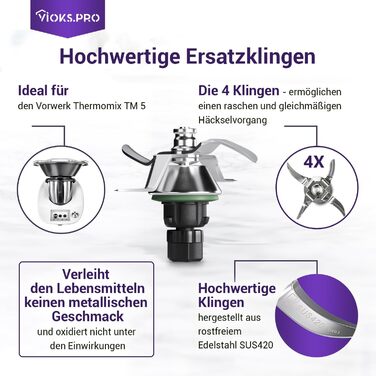 О ks.pro Thermomix Knife TM5 Заміна для Vorwerk Ніж Thermomix TM5 - Ніж Vorwerk Thermomix TM5 Змінний ніж з нержавіючої сталі SUS420 - Аксесуари Thermomix TM5 та запчастини до Thermomix TM5