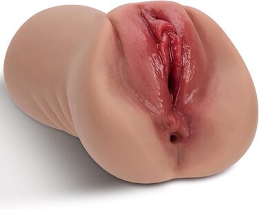 Мастурбатор DynaVigor для чоловіків 2 в 1, з 3D вагіною та анальним каналом, 650 г, коричневий