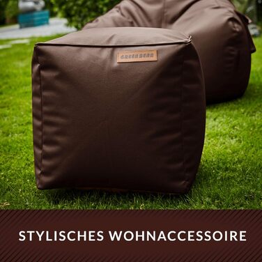 Пуф зі штучної шкіри Green Bean з наповнювачем з EPS-бісеру - 40 x 40 см - ідеальне доповнення до крісла-мішка - кубічний пуф/табурет/підніжка - темно-коричневий - 40x40x40 см кубічний темно-коричневий