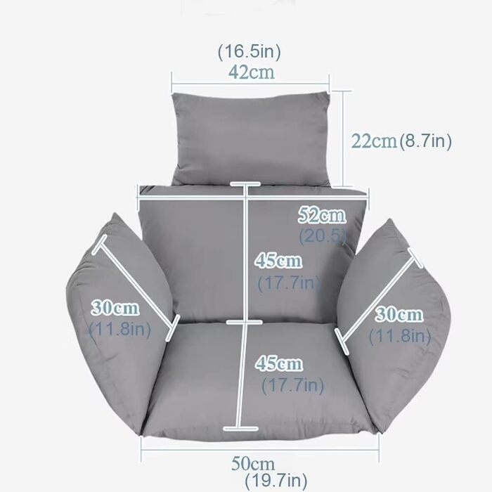 Крісло-яйце AALLYN з ротанга з м&39якою подушкою, для вулиці/приміщення з регульованою висотою, для заднього двору, саду, балкону, газону, вітальні (Колір сірий)
