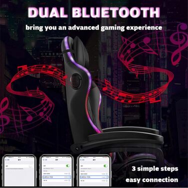 Ігрове крісло для відеоігор зі світлодіодним підсвічуванням, ергономічне професійне з повною масажною поперековою опорою та Bluetooth-динаміком, комп&39ютерне крісло з висувною підставкою для ніг та регульованою спинкою, червоне