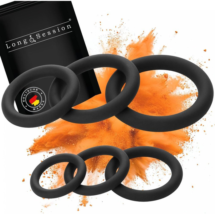 Набір кілець для пеніса Long.Session із силікону - ПОКРАЩЕНА ВЕРСІЯ 2.0 - Як кільця для пеніса та яєчок для чоловіків - Кільця для члена для міцнішої та тривалої ерекції - Кільце для пеніса та кільця для яєчок