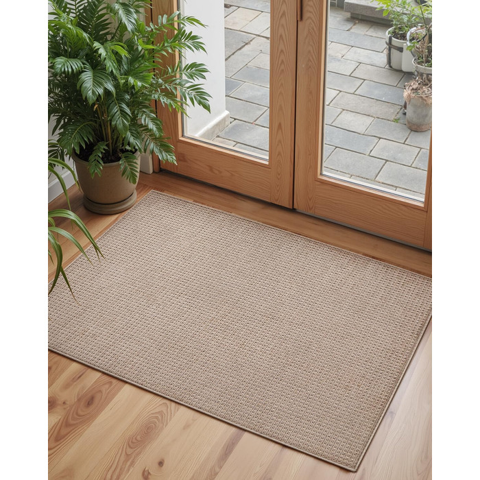 Килимок COLOR&GEOMETRY для приміщень, нековзний килимок для дверей, що миється, тонкий килимок з шенілу для входу, килимок для вхідних дверей та коридору, килимок для собак, 692 см, бежевий (прямокутний)