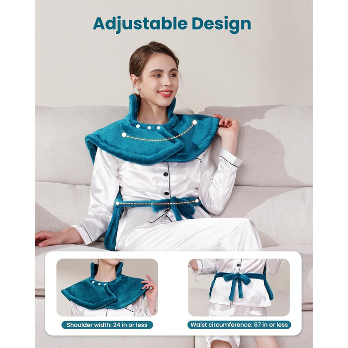 Обтяжена нагрівальна ковдра KNQZE, нагрівальний килимок з 10 рівнями нагріву, 4 таймери для спини, плечей та шиї, нагрівальний килимок, що миється, від болю в спині та шиї, подарунок на день народження для жінок та чоловіків, зелений