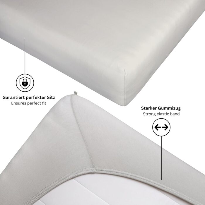 Простирадло Esprit з бавовняного джерсі 180x200 на пружинний матрац 200x200 сірого кольору - Розкішне простирадло на резинці 200x220 см готельної якості для матраців висотою до 30 см - Дихаюче та постільна білизна Oeko-Tex сірого кольору 180x200 см - 210x