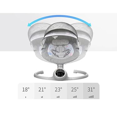 Електричні дитячі гойдалки з музикою, можна використовувати від народження до приблизно 6 місяців, 0-9 кг, сенсорний екран/пульт дистанційного керування Bluetooth (сірий), 2LUXE ALPHA Baby Bouncer