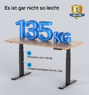 Каркас столу з електричним регулюванням висоти, 2 двигуни, вантажопідйомність 135 кг, регулювання висоти 62-127 см, швидке складання, 4 налаштування висоти з пам&39яттю, 2 USB-порти (чорний)