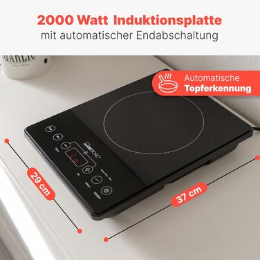 Індукційна плита Clatronic Конфорка з індукційним нагріванням за лічені секунди Плита з технологією ECO-Save для 55 економії часу Індукційна варильна поверхня з автоматичним визначенням горщика EKI 3569