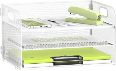 Лоток для документів А4, 3 відділення, штабелювані офісні лотки, металевий лоток з ручкою, білий