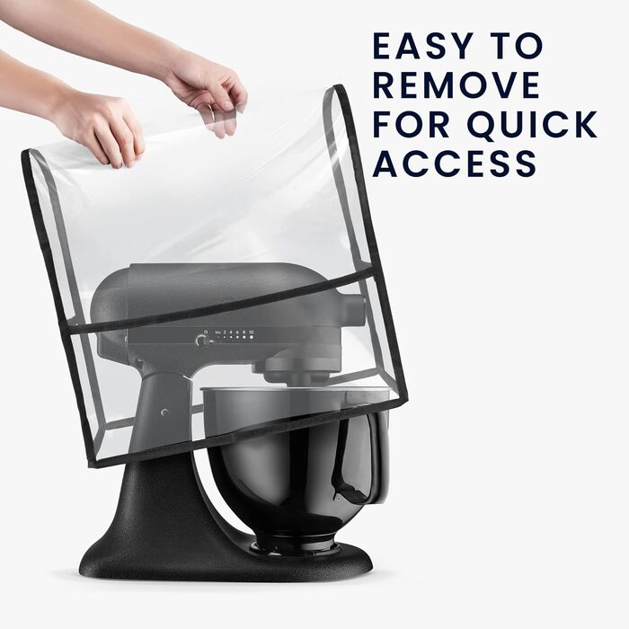 Чохол kwmobile TPU прозорий сумісний з KitchenAid 4.3-4.8 літрів - з 3 відділеннями - Кришка пилозахисної кришки для кухонного комбайна прозорого чорного кольору